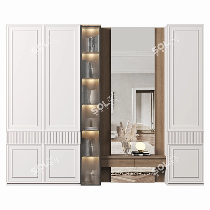 Modern Wood Wardrobe 3D Model 3D model image 2