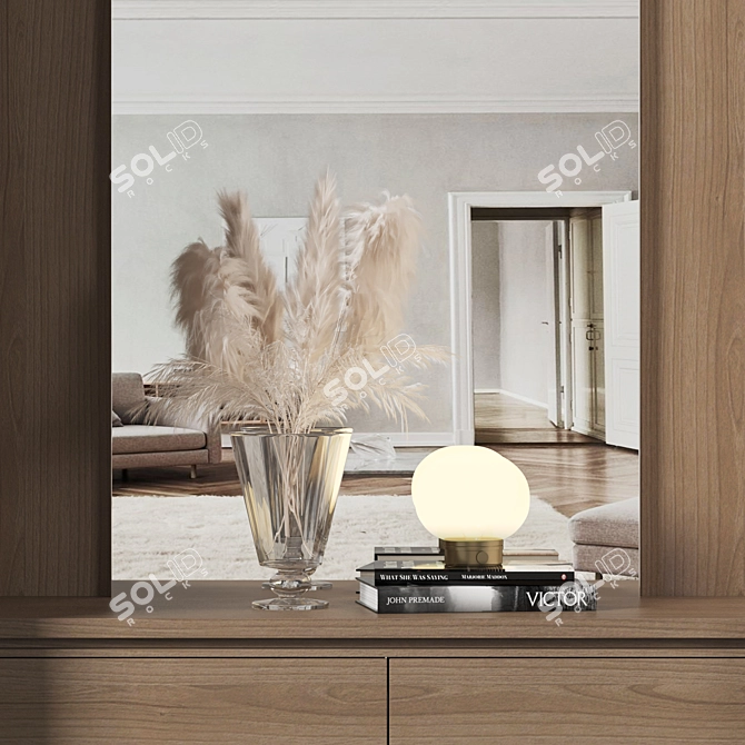 Modern Wood Wardrobe 3D Model 3D model image 3