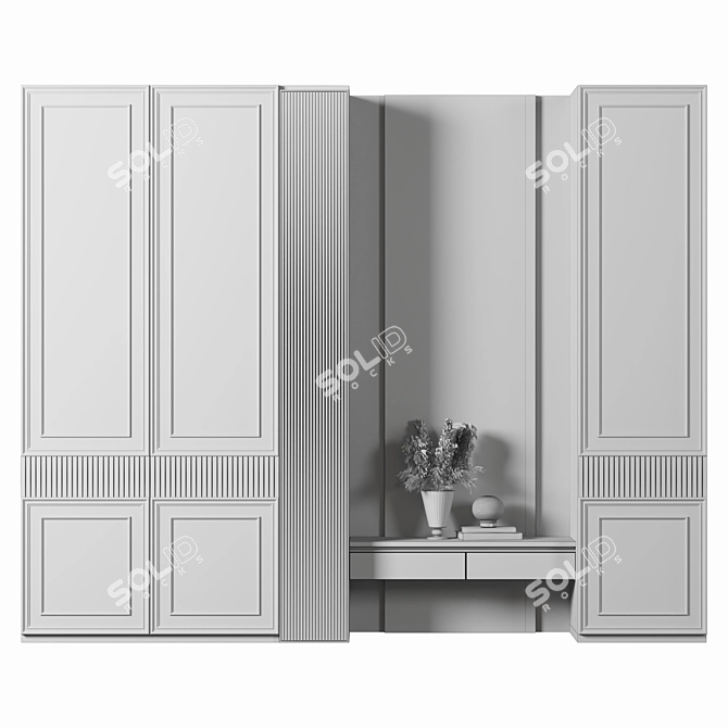 Modern Wood Wardrobe 3D Model 3D model image 4