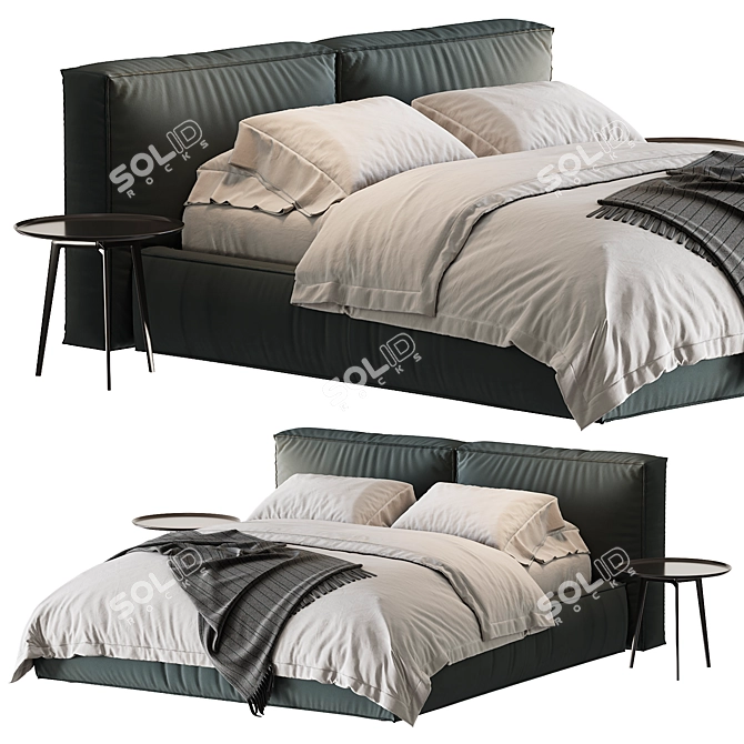 Stylish Glamis Bed with Cushions 3D model image 1