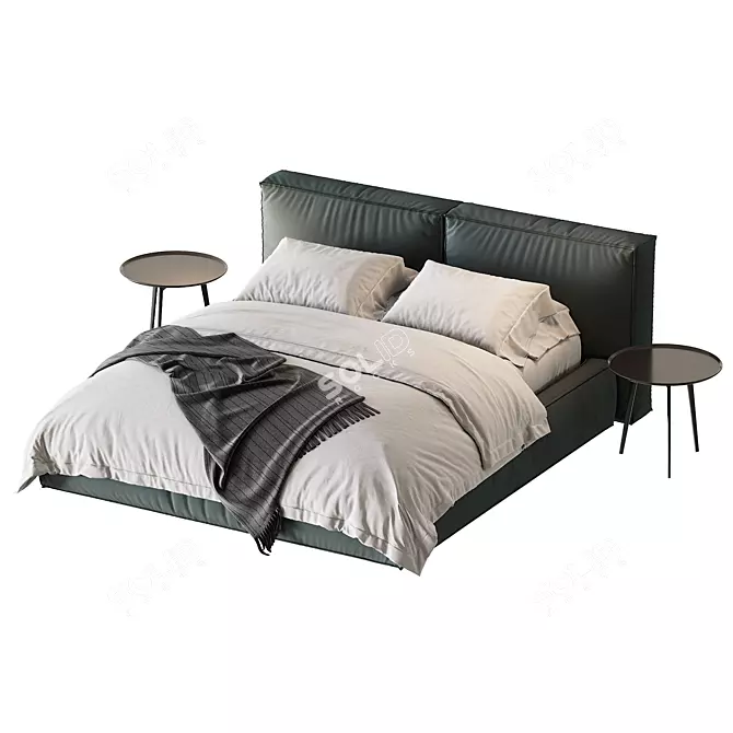 Stylish Glamis Bed with Cushions 3D model image 2