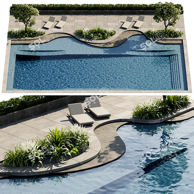 Backyard Pool Collection 3D Model 3D model image 2