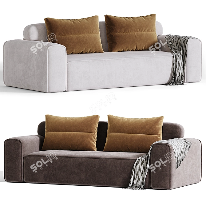 Luxurious Viena Velvet Sofa 3D model image 2