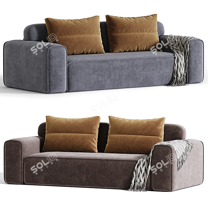 Luxurious Viena Velvet Sofa 3D model image 4