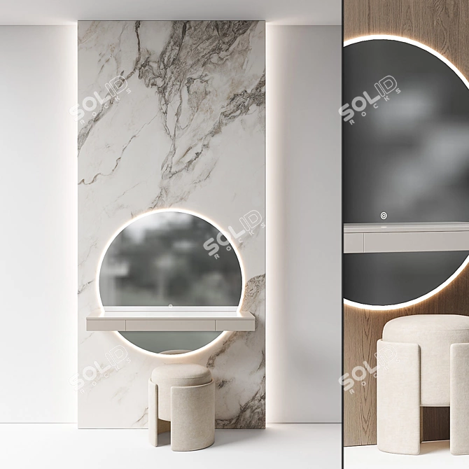 Glamour Vanity Console with Lights 3D model image 10