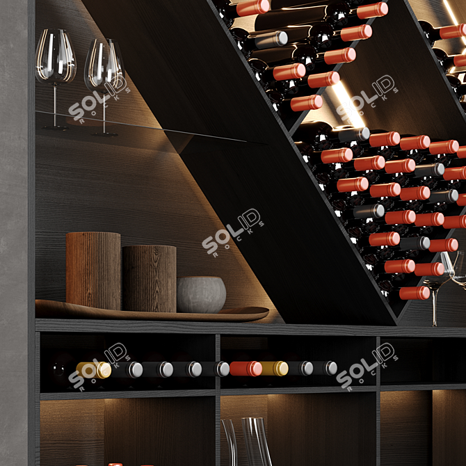 Modern Wine Rack Display Shelf 3D model image 3