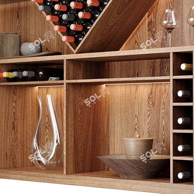 Modern Wine Rack Display Shelf 3D model image 4