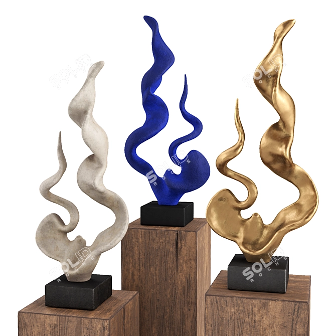 Sculptural Twisted Horns Art Decor 3D model image 1