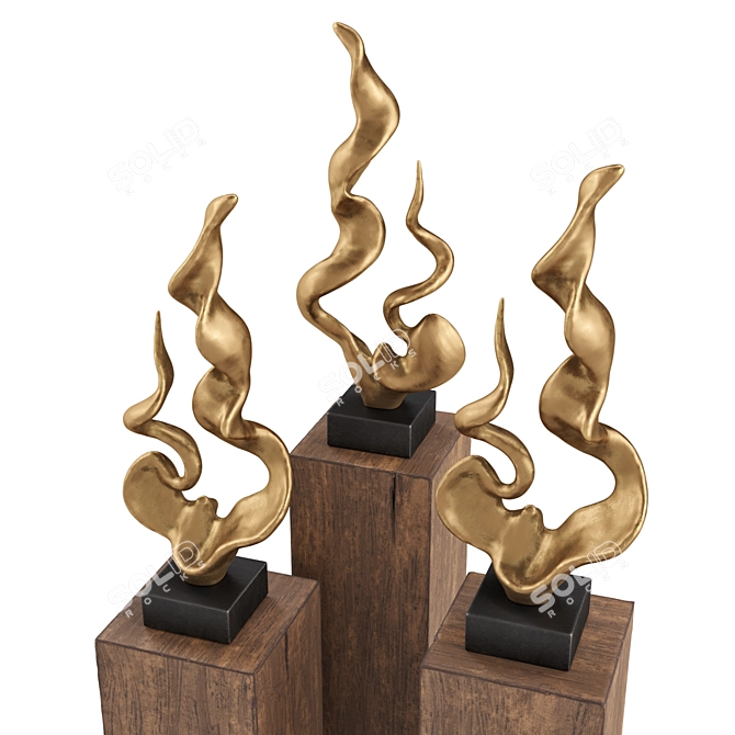 Sculptural Twisted Horns Art Decor 3D model image 2