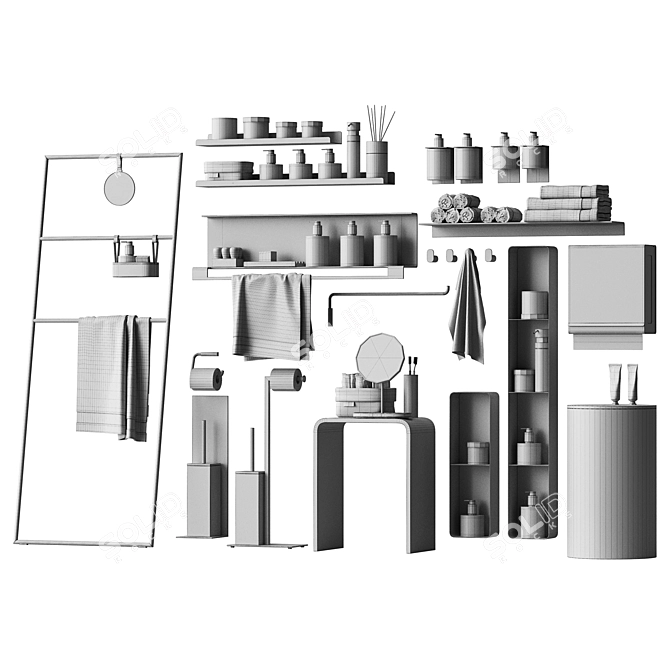 Modern Bathroom Accessory Set 3D model image 5