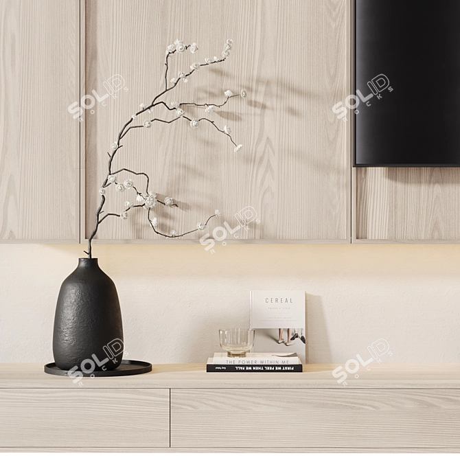 Modern TV Wall with Soundbar 3D model image 5