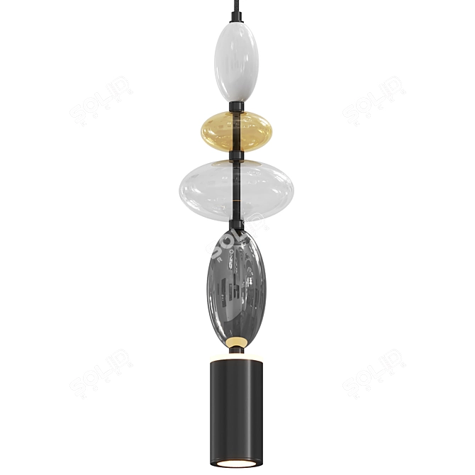  Adjustable Monochrome Pendant Light 3D model image 1