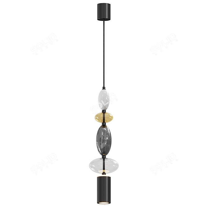  Adjustable Monochrome Pendant Light 3D model image 2