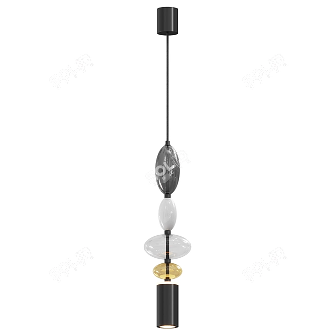  Adjustable Monochrome Pendant Light 3D model image 3