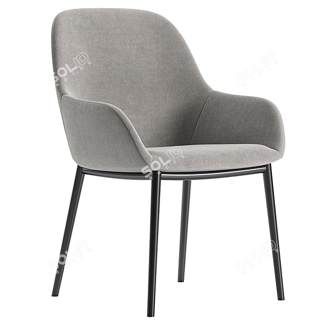 Modern Light Grey Konna Chair 3D model image 3