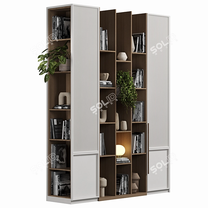 Modular Bookcase with High-Quality Textures 3D model image 1