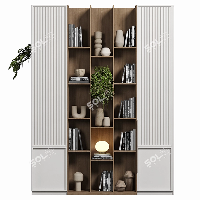 Modular Bookcase with High-Quality Textures 3D model image 2