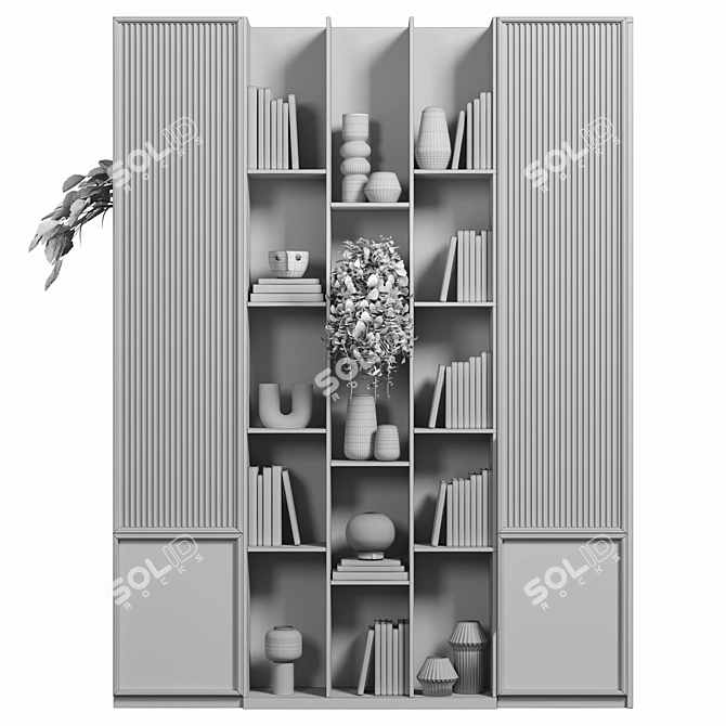 Modular Bookcase with High-Quality Textures 3D model image 4