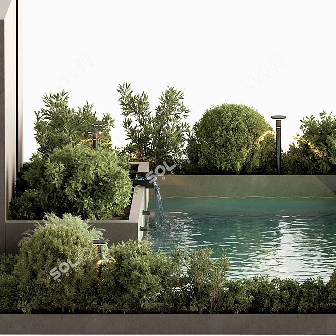 Outdoor Living Set with Pool 3D model image 5