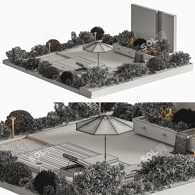 Outdoor Living Set with Pool 3D model image 7