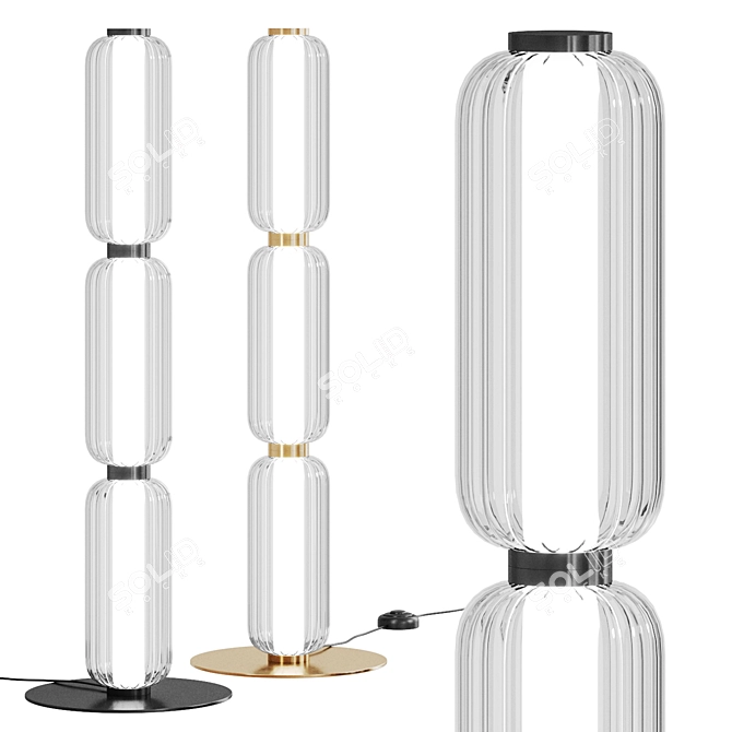 Sleek Metal Glass Floor Lamp 3D model image 1