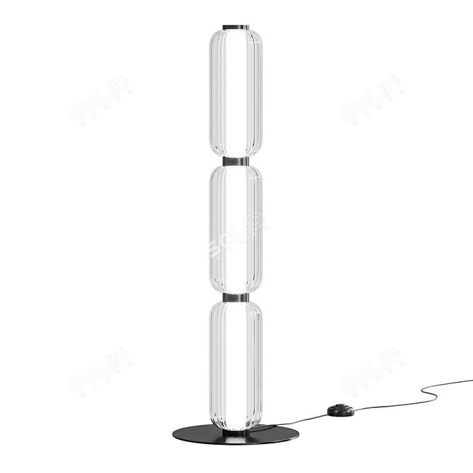 Sleek Metal Glass Floor Lamp 3D model image 2