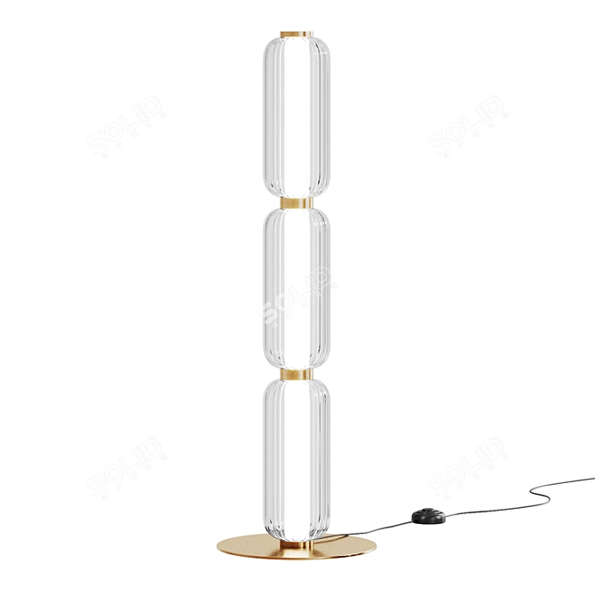 Sleek Metal Glass Floor Lamp 3D model image 3