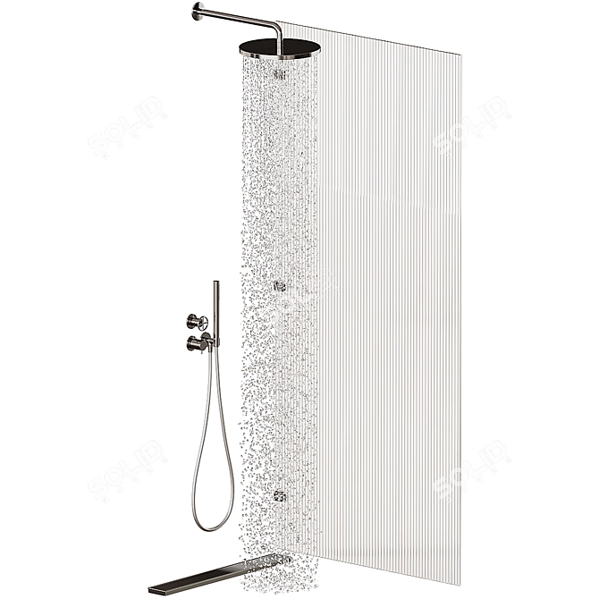 Rifled Glass Shower Partition Set 3D model image 4