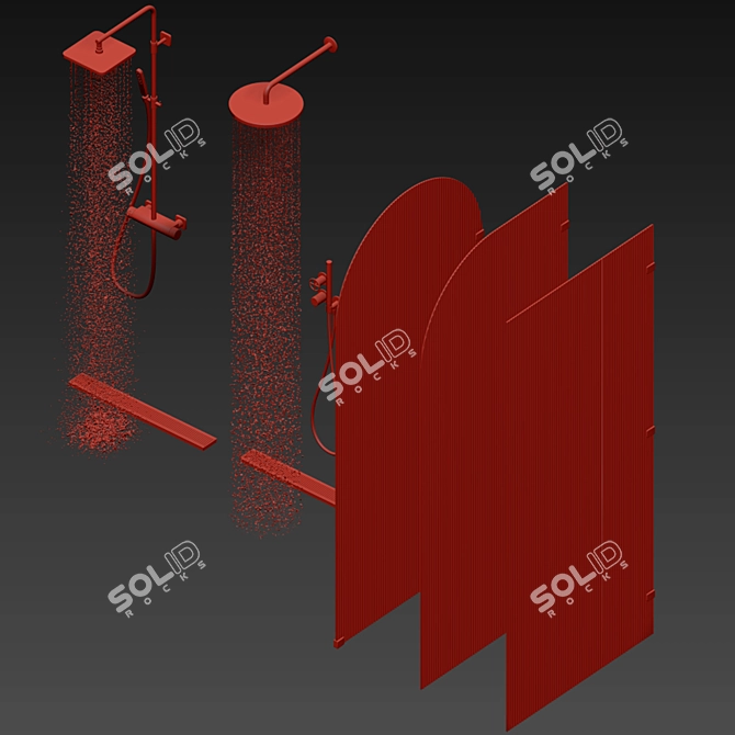 Rifled Glass Shower Partition Set 3D model image 7