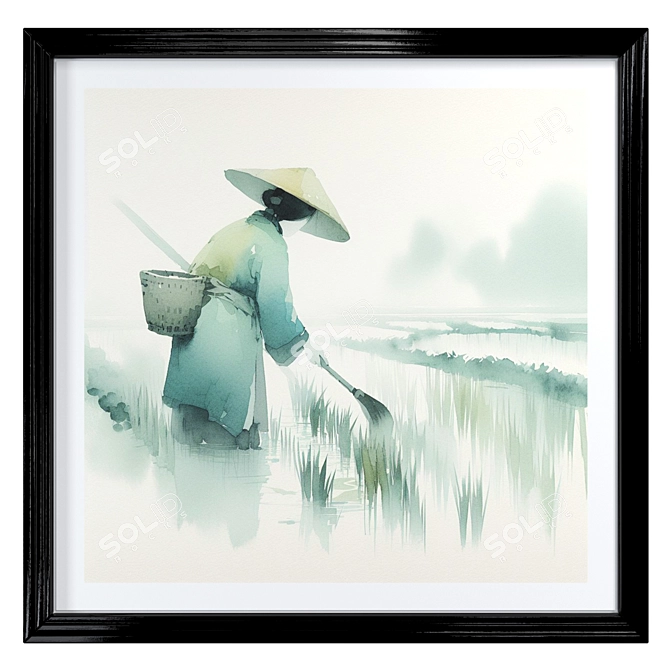  Paddy Landscape Watercolor Frames 3D model image 3