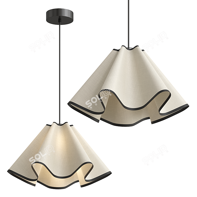 Vintage Fabric Pendant Light 3D model image 2