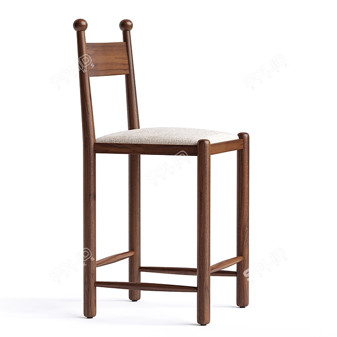 Elegant Finials Upholstered Bar Stool 3D model image 2