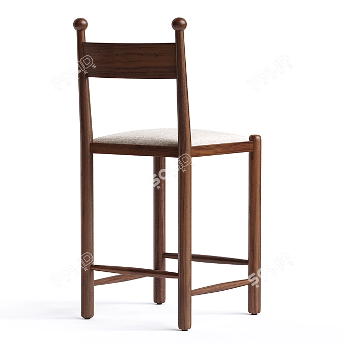 Elegant Finials Upholstered Bar Stool 3D model image 3