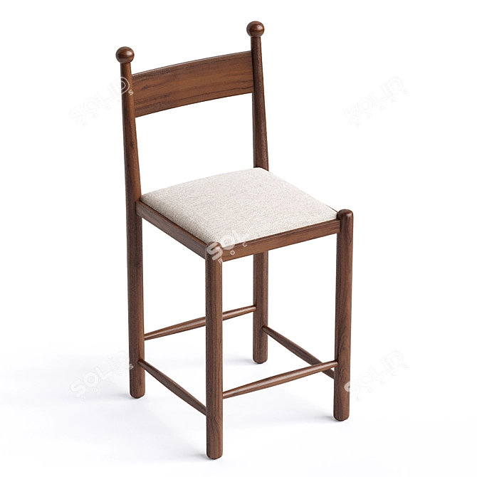 Elegant Finials Upholstered Bar Stool 3D model image 4