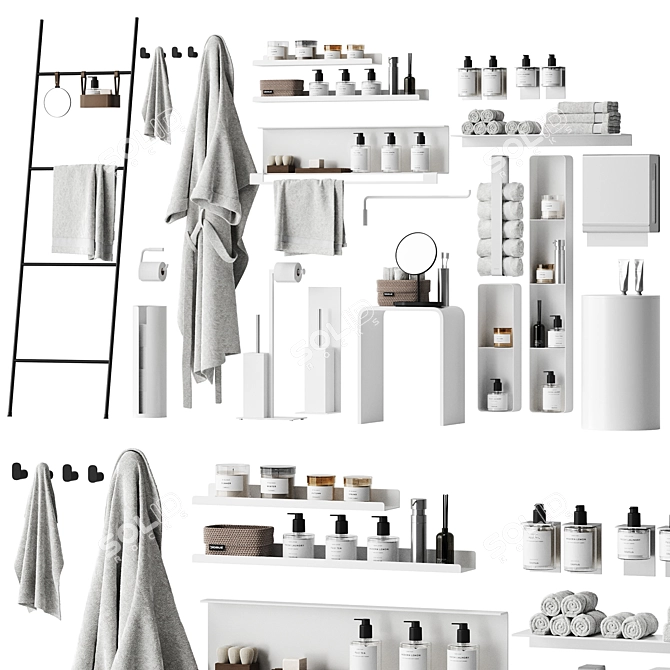 Modern Bathroom Accessory Set - 3D Model 3D model image 1