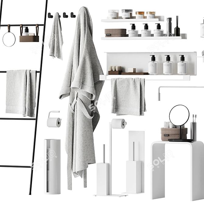 Modern Bathroom Accessory Set - 3D Model 3D model image 2