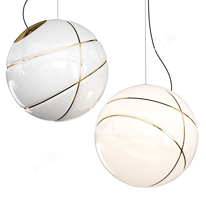 Elegant Glass Ball Pendant Light 3D model image 1