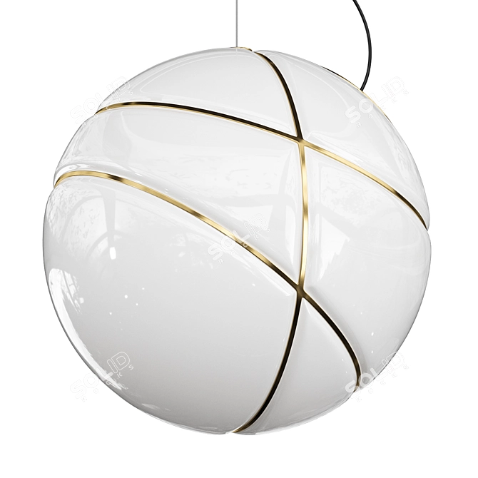 Elegant Glass Ball Pendant Light 3D model image 2