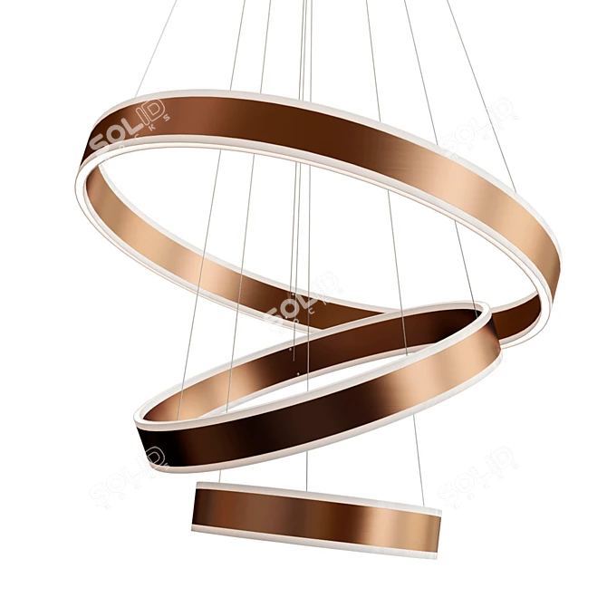 Elegant Bronze LED Hoop Pendant 3D model image 1