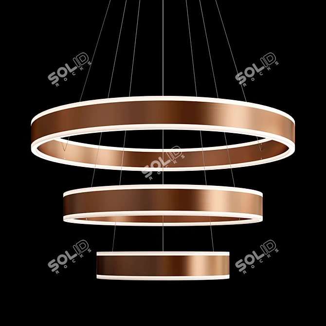 Elegant Bronze LED Hoop Pendant 3D model image 2