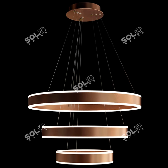 Elegant Bronze LED Hoop Pendant 3D model image 4