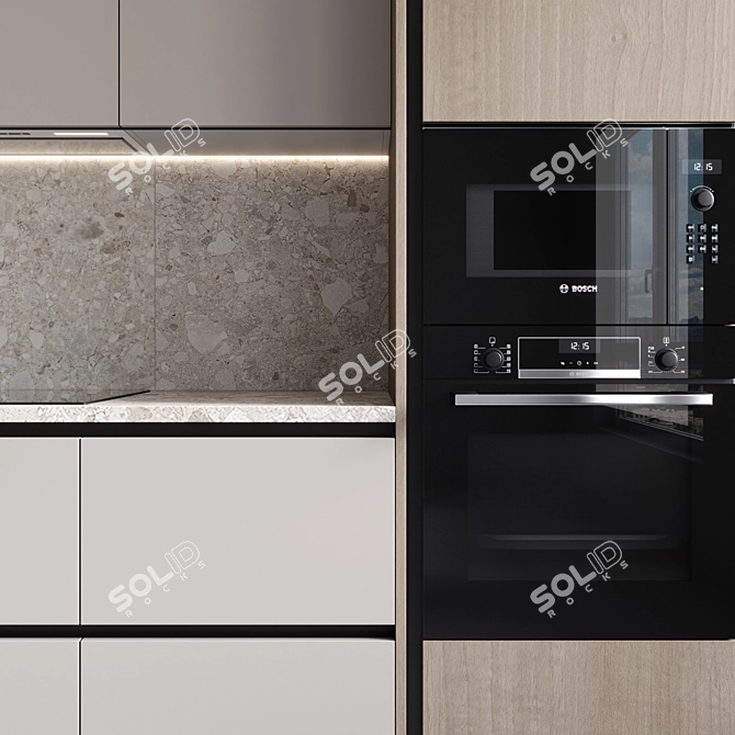 Modern Style Kitchen with Built-In Appliances 3D model image 5