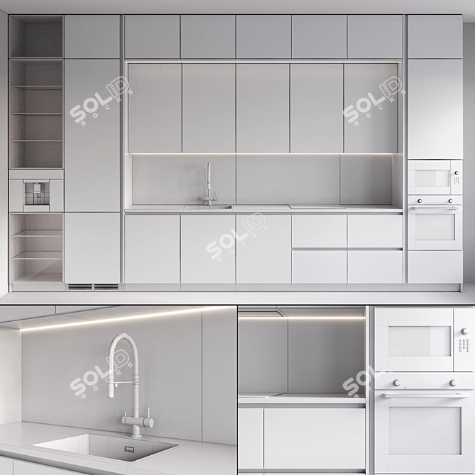 Modern Style Kitchen with Built-In Appliances 3D model image 6