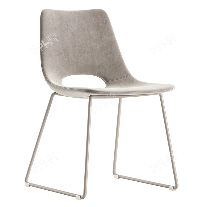 Modern Beige Chair with Steel Legs 3D model image 2