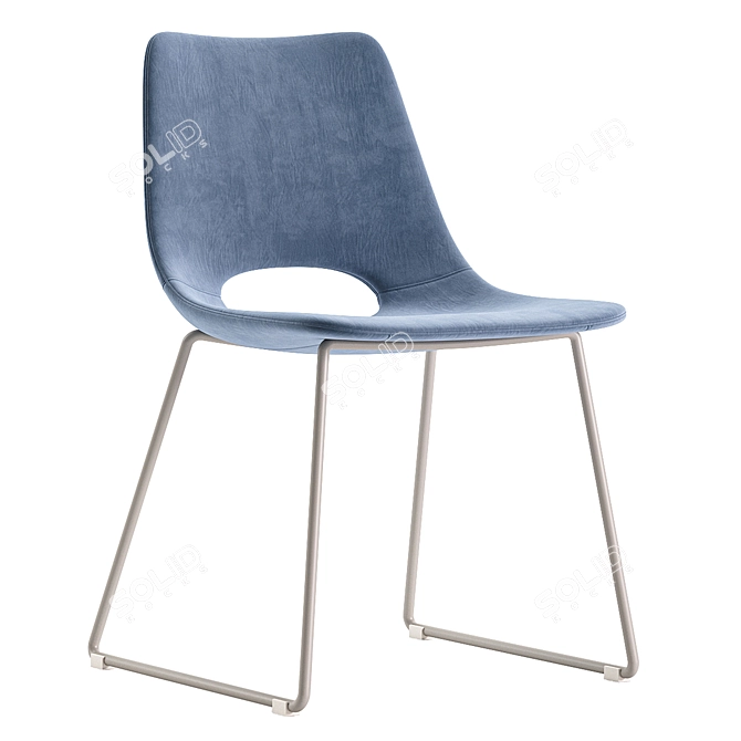 Modern Beige Chair with Steel Legs 3D model image 3