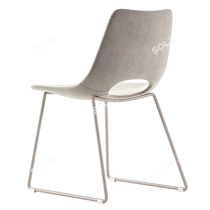 Modern Beige Chair with Steel Legs 3D model image 6