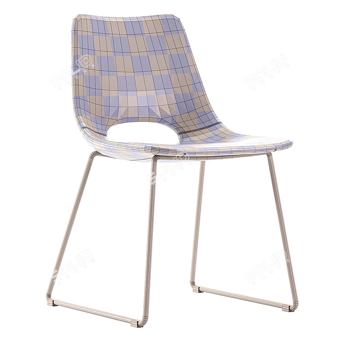 Modern Beige Chair with Steel Legs 3D model image 7