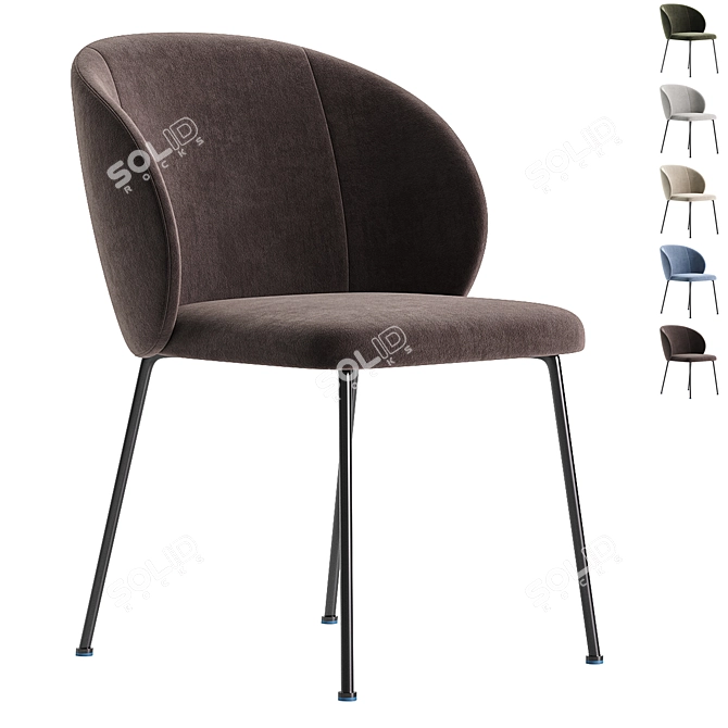 Modern Minna Light Grey Chair 3D model image 2