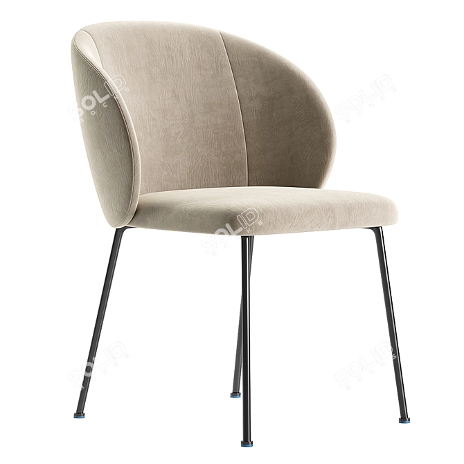 Modern Minna Light Grey Chair 3D model image 4