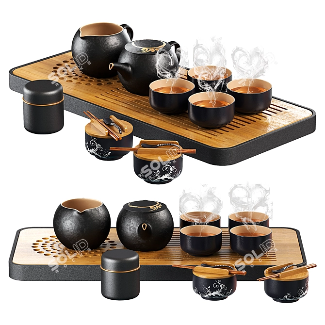 Elegant Tea Set Model Design 3D model image 1